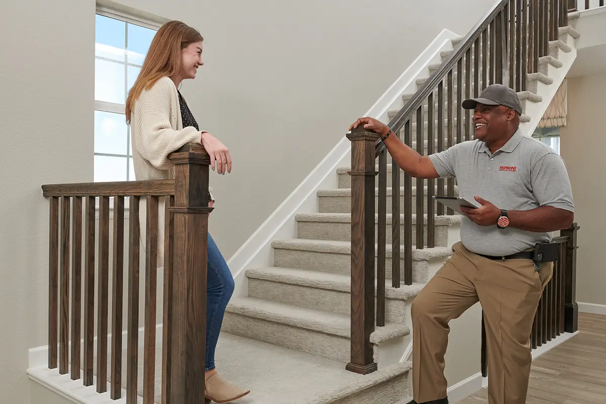 Customer care specialist helping new homeowner