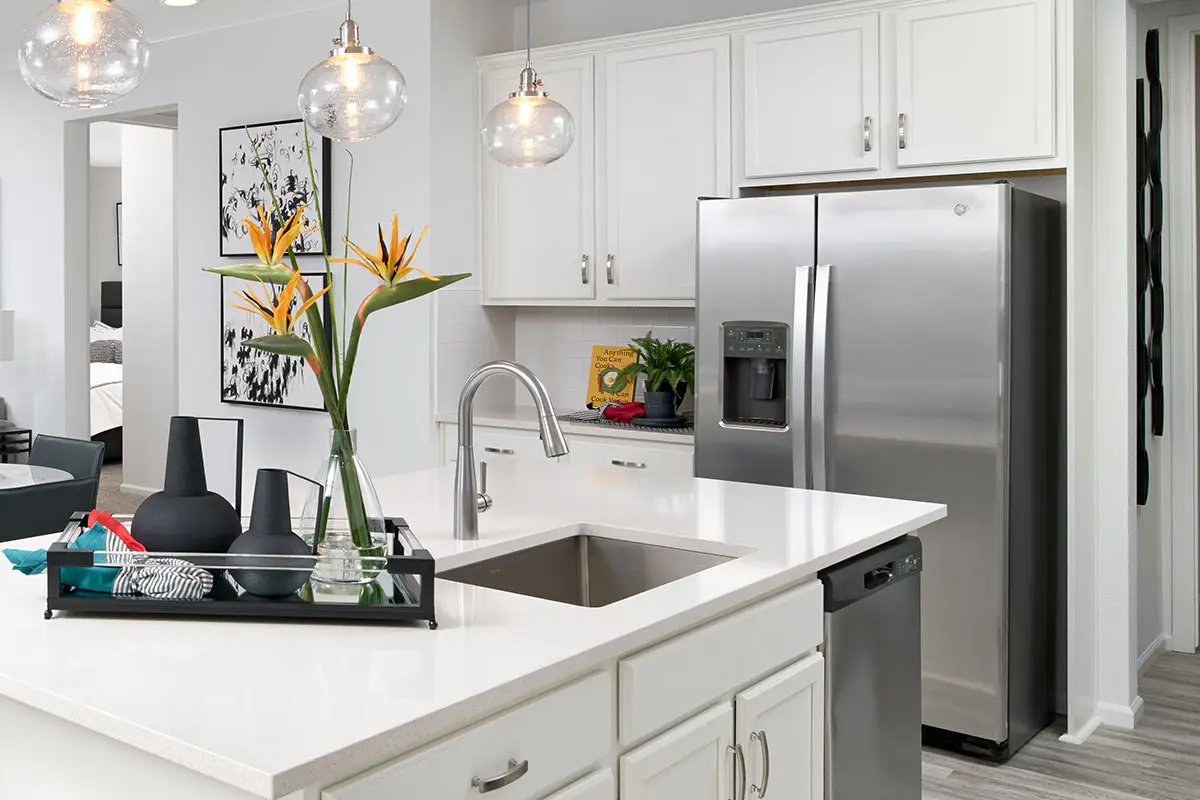 Cosentico white quartz kitchen countertops