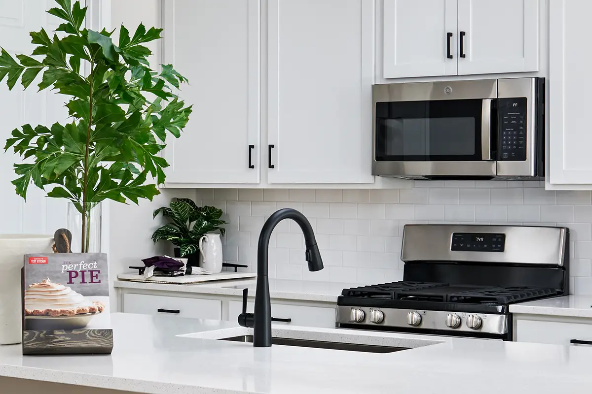 Black single handle Delta kitchen faucet