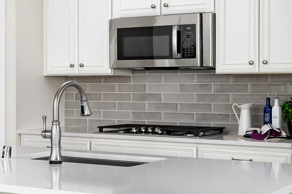 Grey Esmer Tile subway tile in kitchen