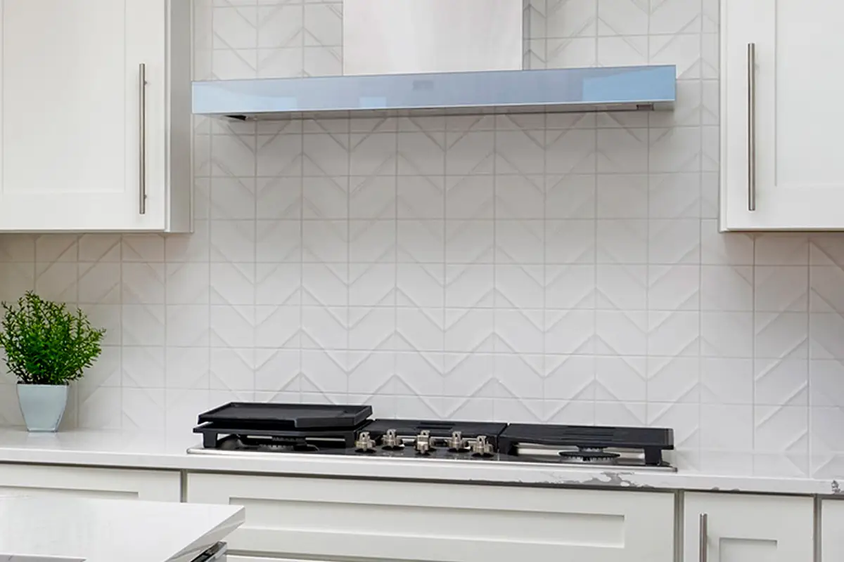 White Esmer Tile subway tile in kitchen