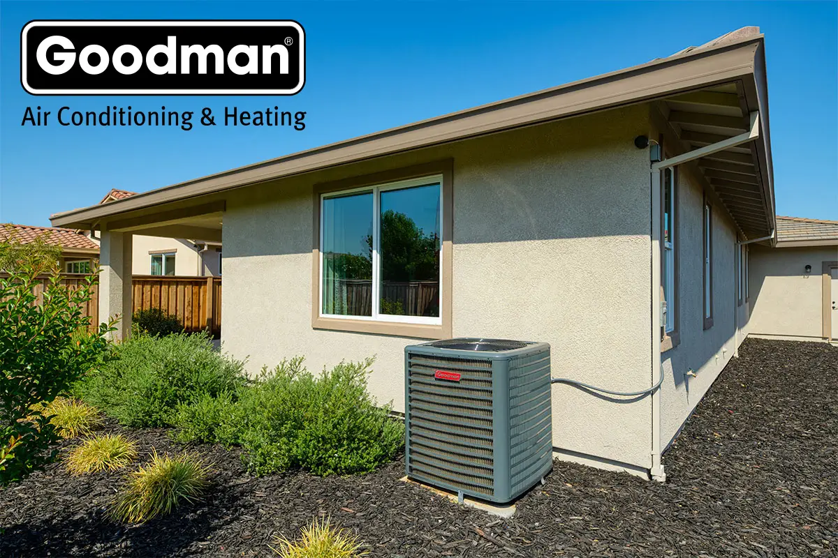 Goodman outside AC condensor unit with Goodlam logo