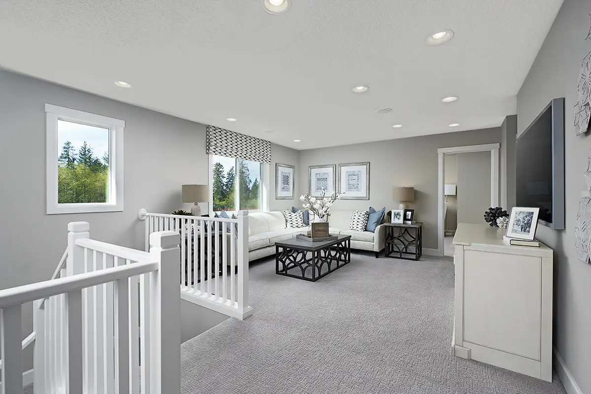 Upstairs loft area capreted with Mohawk carpet