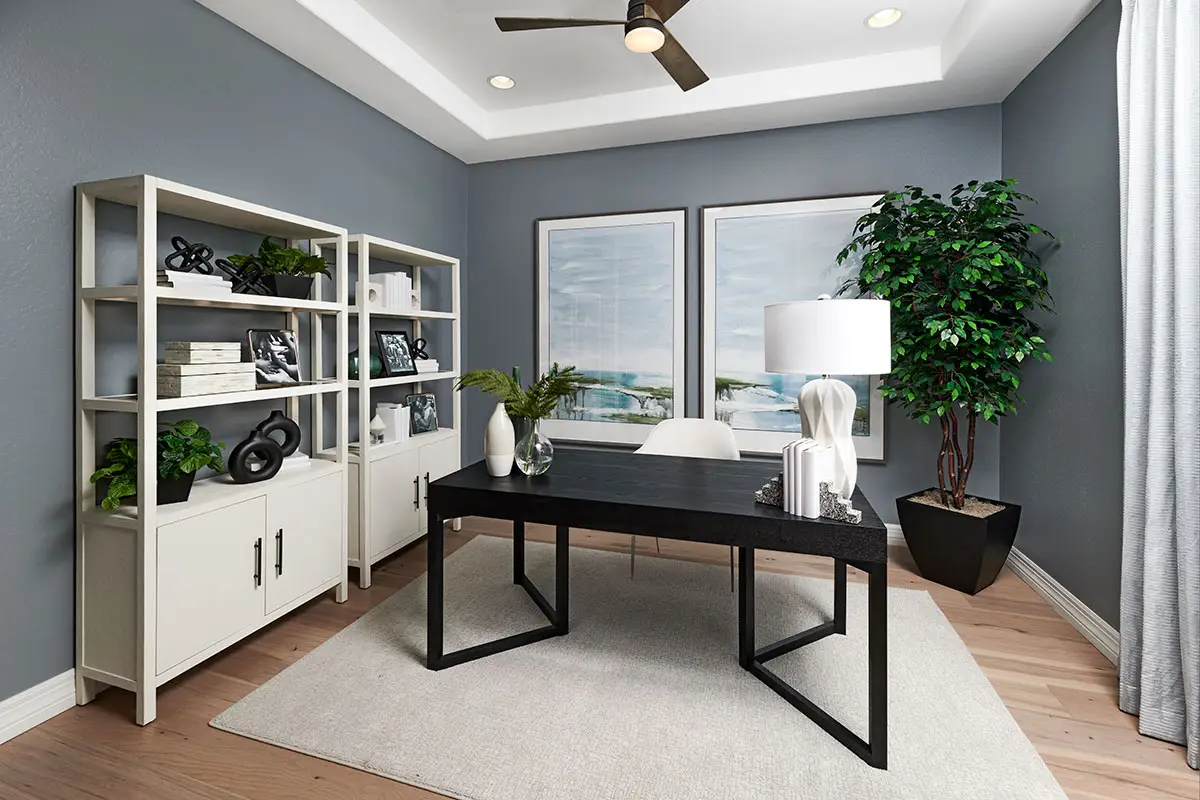 Cool grey paint color in a study